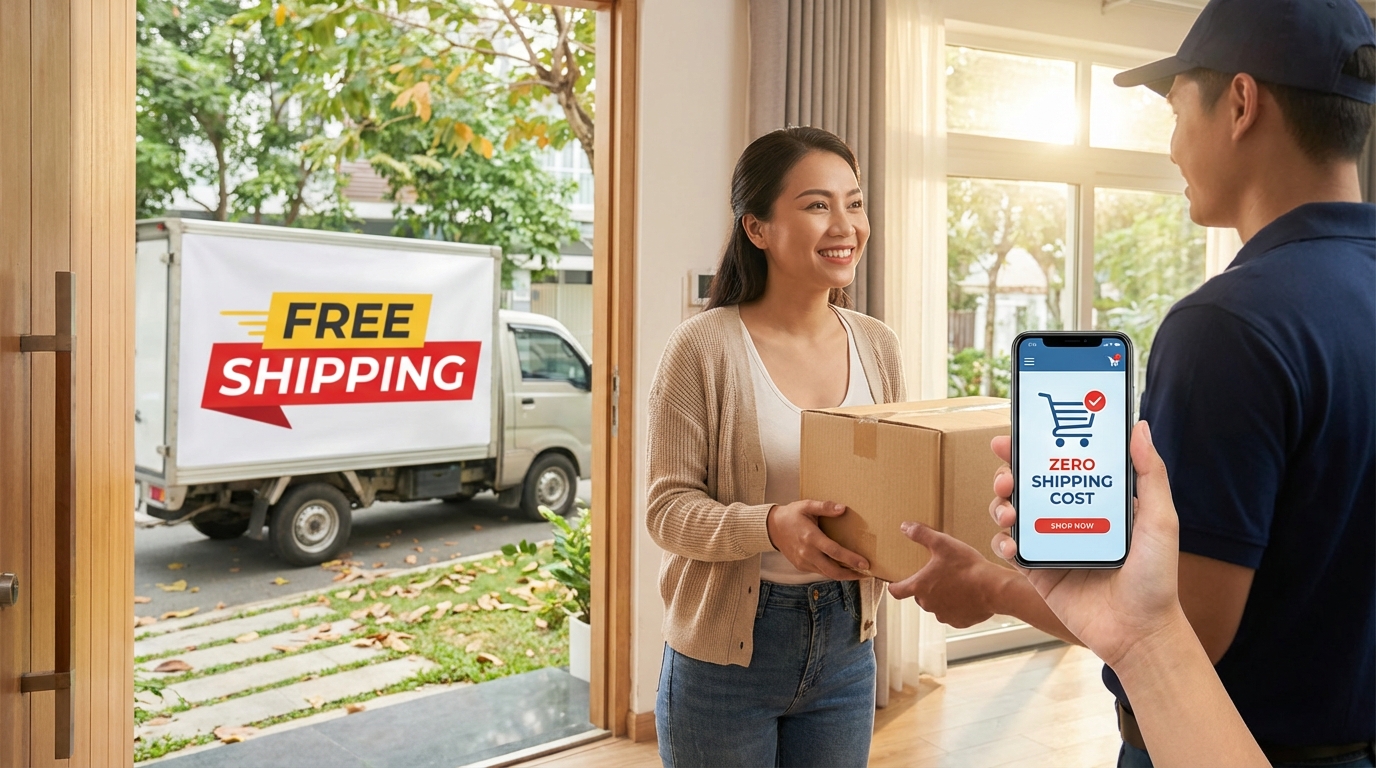 Mua hàng online tiết kiệm phí ship với freeship, giao hàng miễn phí