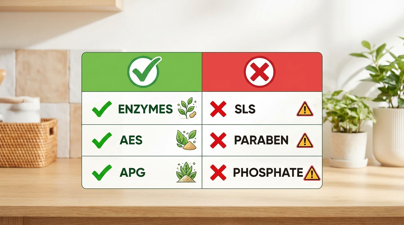 Bảng phân loại thành phần an toàn vs cần cẩn thận trong sản phẩm gia dụng