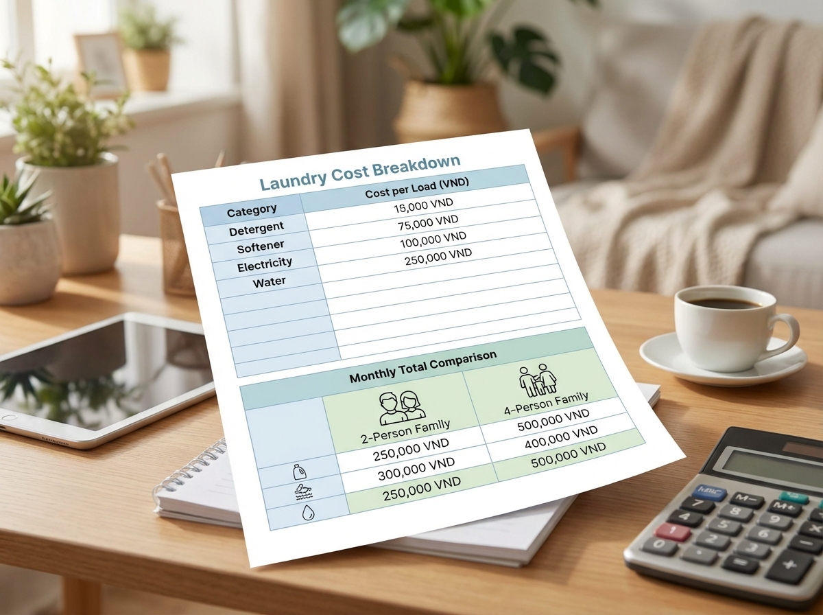 Bảng tính chi phí giặt giũ chi tiết từng khoản mục