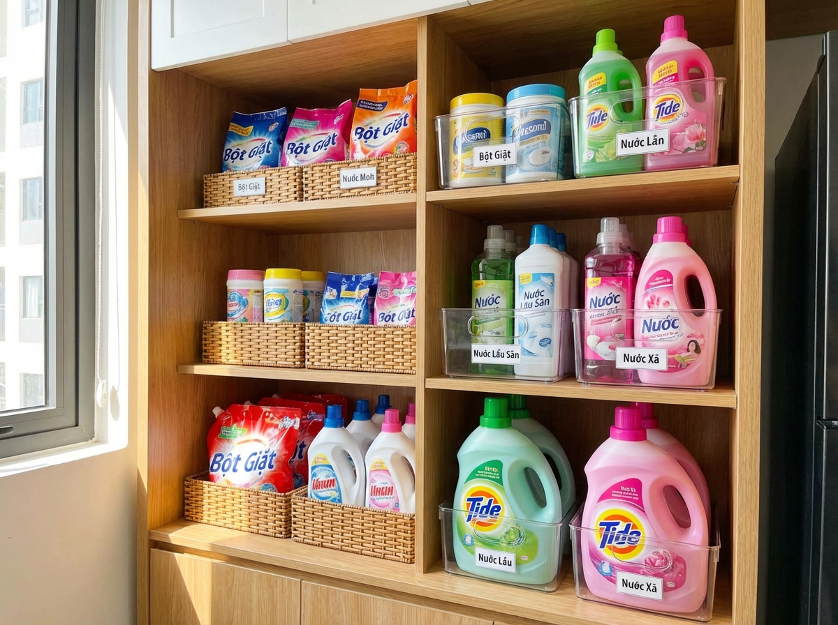 Kệ lưu trữ sản phẩm gia dụng ngăn nắp