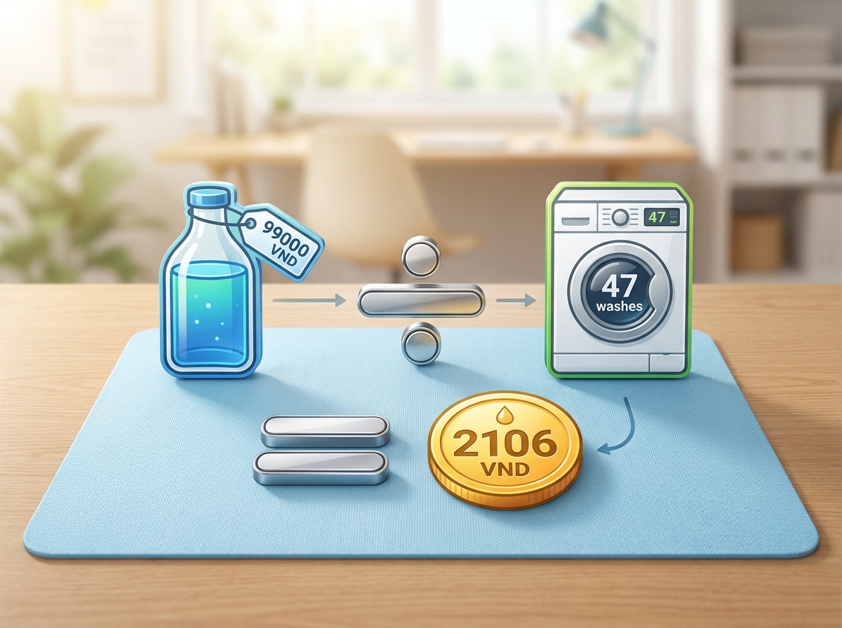Công thức tính giá mỗi lần giặt đơn giản
