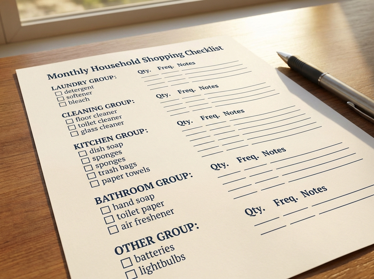 Checklist đồ gia dụng đầy đủ theo 5 nhóm với số lượng cụ thể