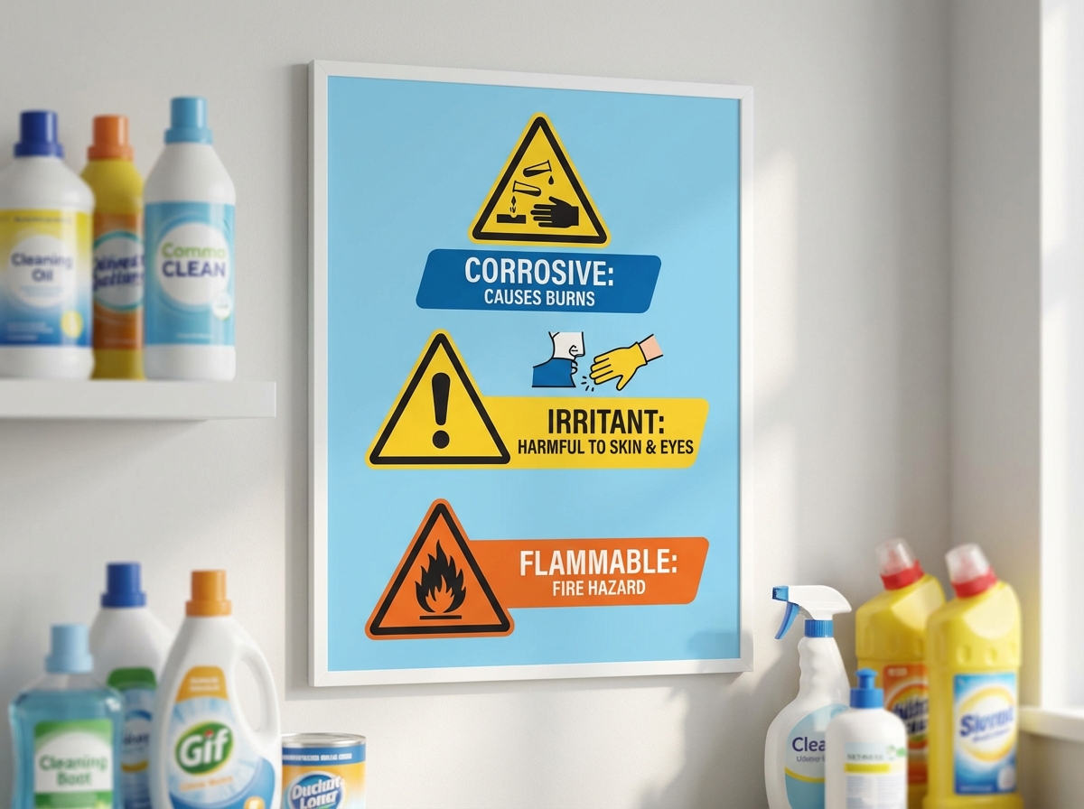 Các biểu tượng cảnh báo trên nhãn sản phẩm tẩy rửa và ý nghĩa của chúng