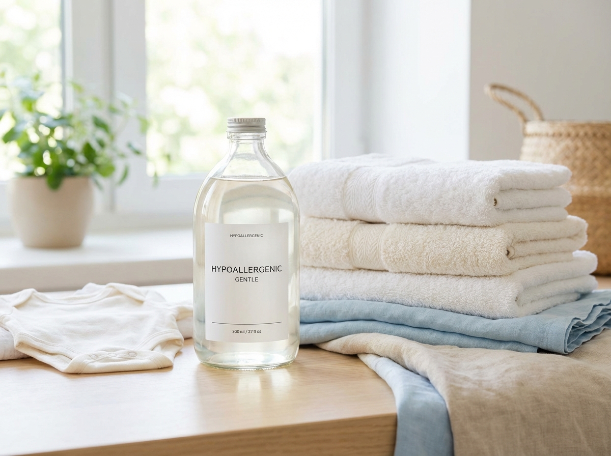 Nước giặt dịu nhẹ hypoallergenic bên cạnh quần áo sạch mềm