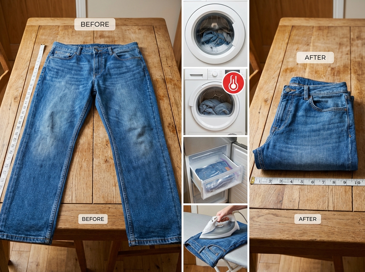 Cách khôi phục quần jeans bị giãn gối và bai cạp