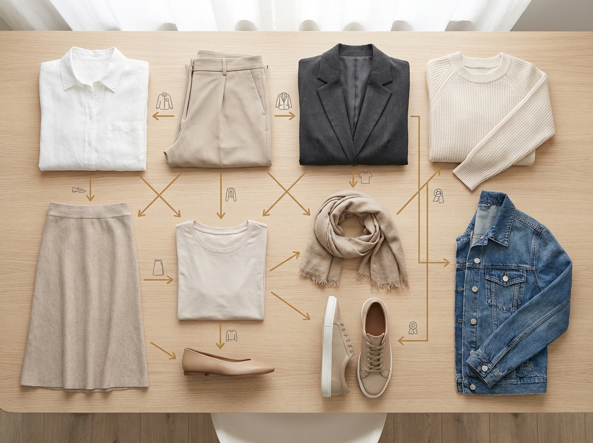 Bảng mix-match 10 món đồ thành nhiều bộ outfit khác nhau