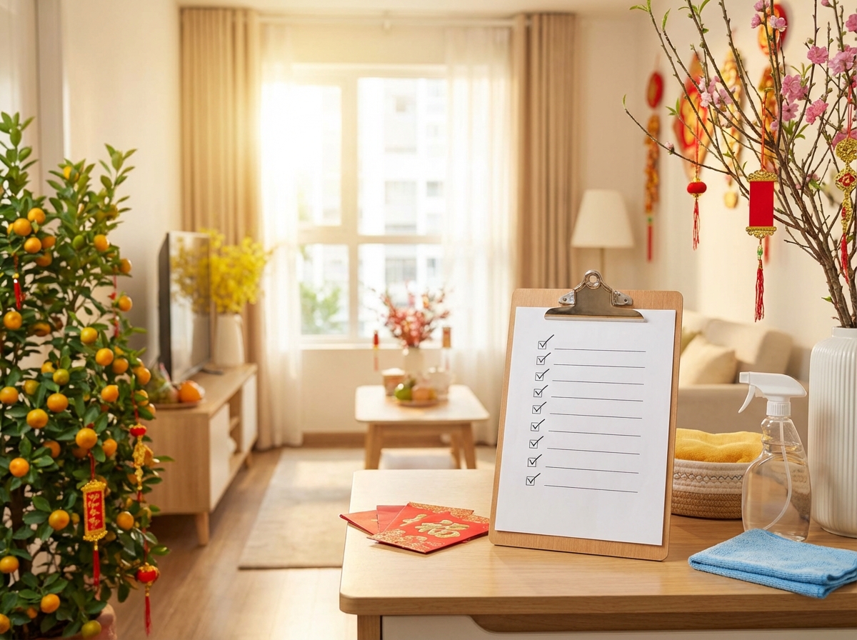 Bảng checklist dọn nhà cuối năm đón Tết