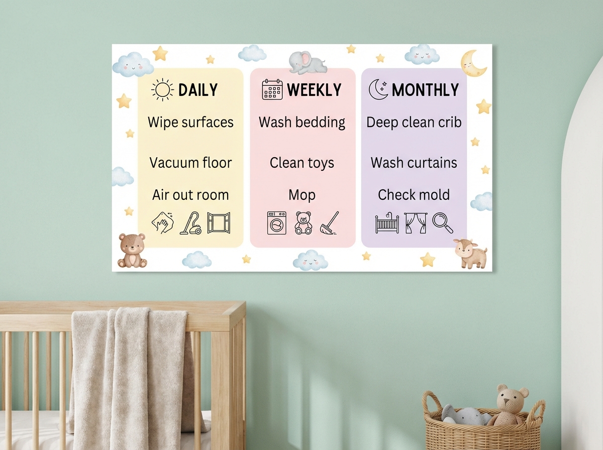 Checklist vệ sinh phòng bé hàng ngày, hàng tuần, hàng tháng