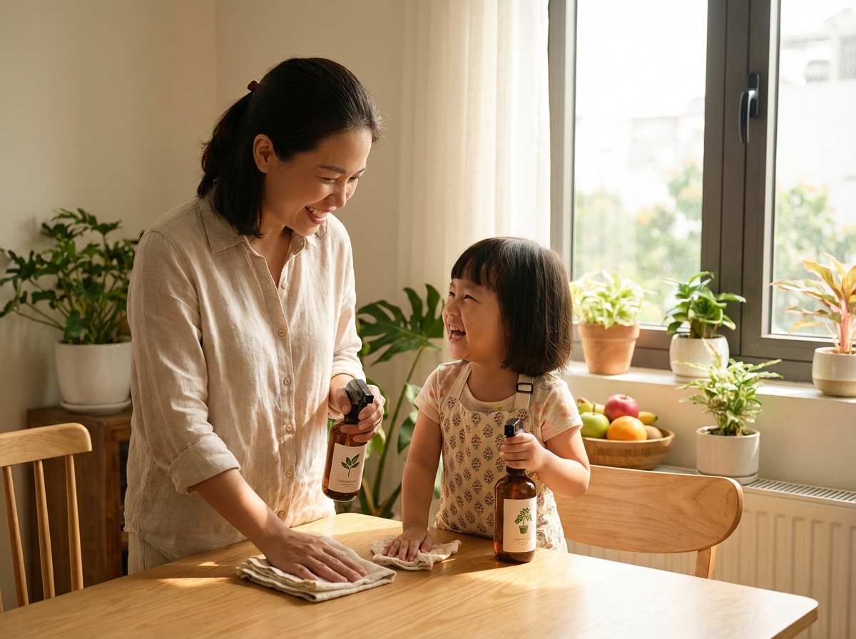 Mẹ và bé cùng dọn dẹp an toàn với sản phẩm tẩy rửa nhẹ nhàng
