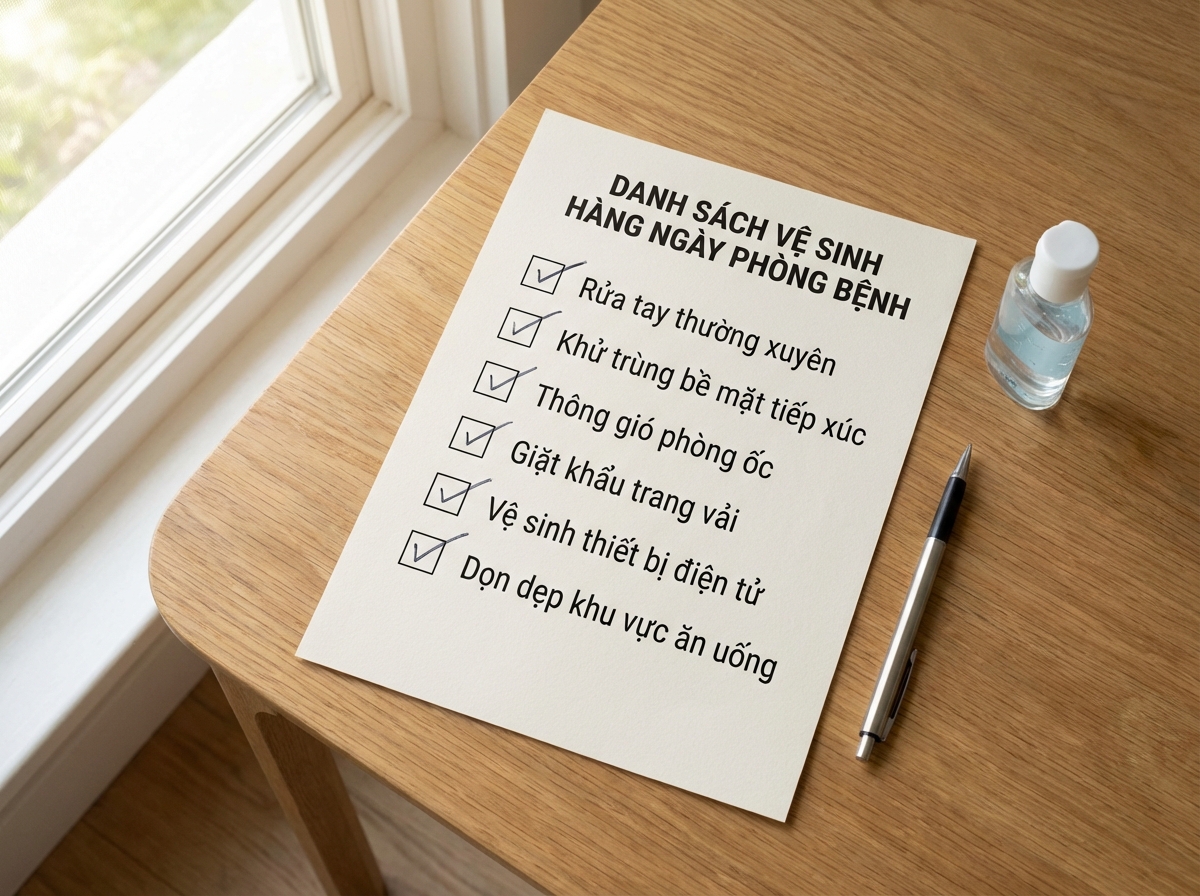 Checklist vệ sinh phòng dịch hàng ngày