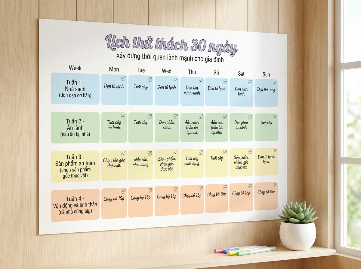 Lịch trình 30 ngày xây dựng thói quen lành mạnh cho gia đình