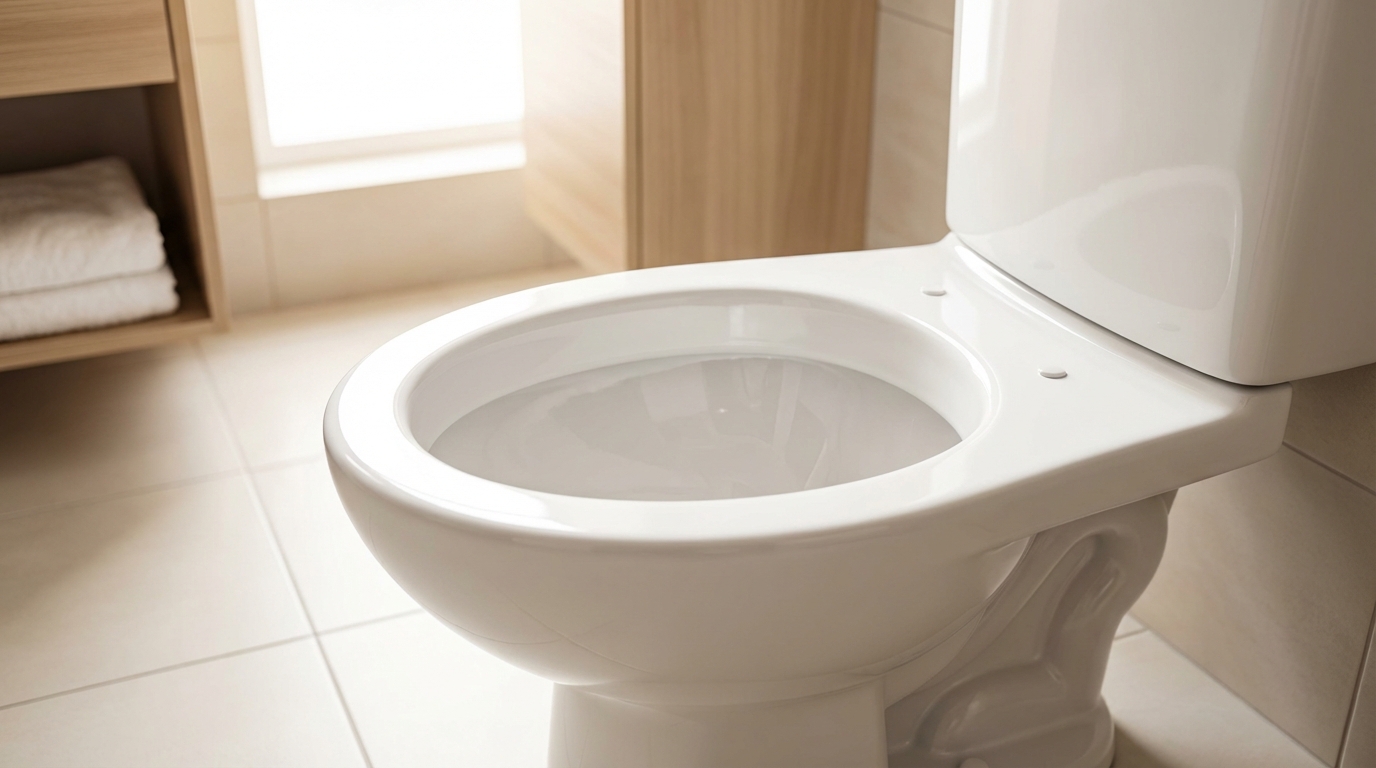 Bồn cầu trắng sạch sáng không vết bẩn