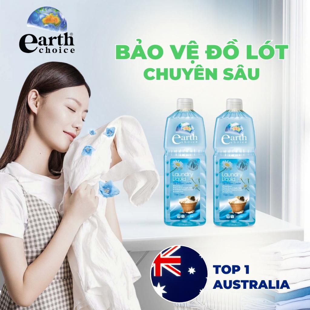 Nước Giặt Xả Earth Choice Dịu Nhẹ, An Toàn Cho Da, Sạch Vết Bẩn Quần Lót Màu Xanh 9