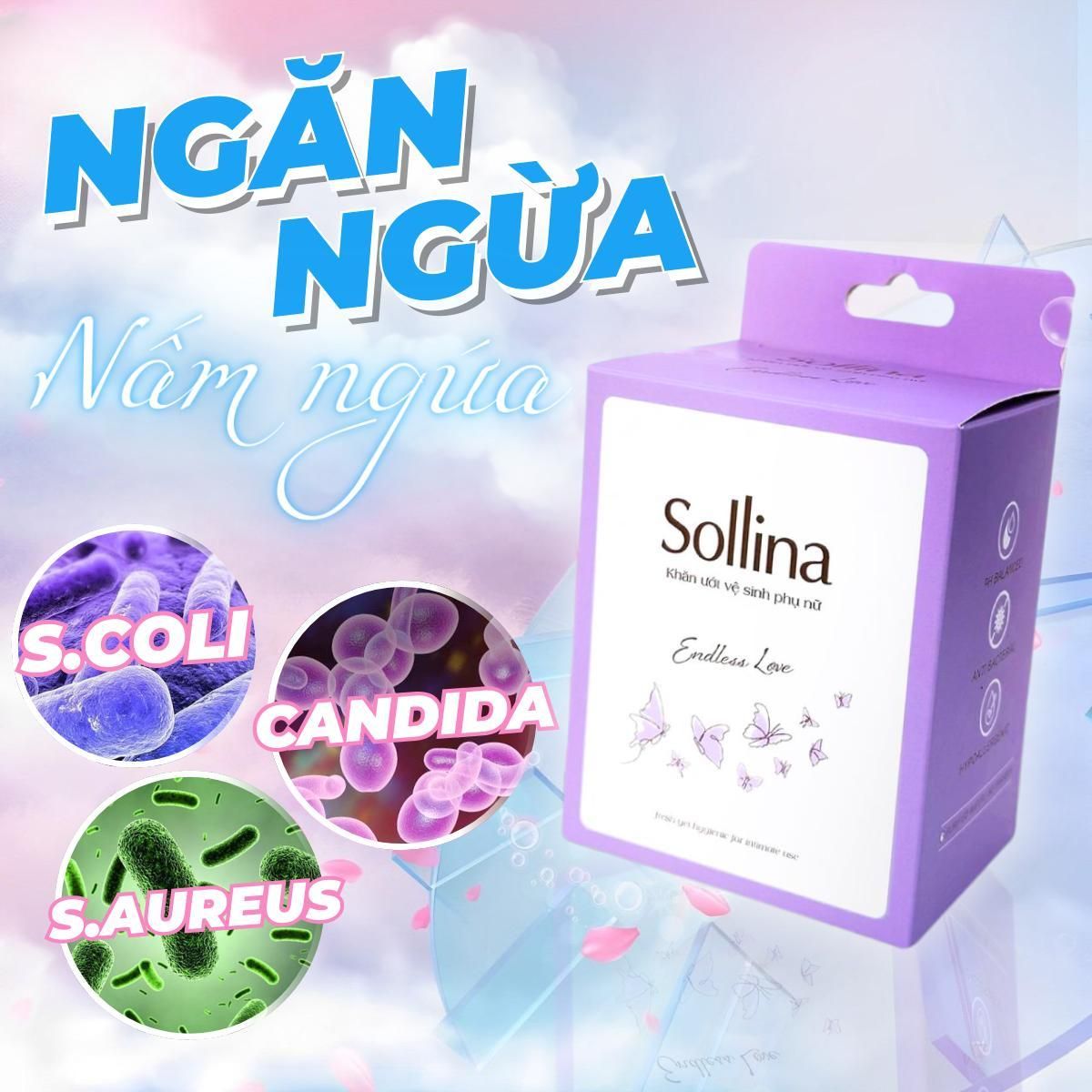 Khăn Ướt Phụ Khoa Vệ Sinh Vùng Kín Sollina Kháng Khuẩn Khử Mùi An Toàn Tiện Lợi 5