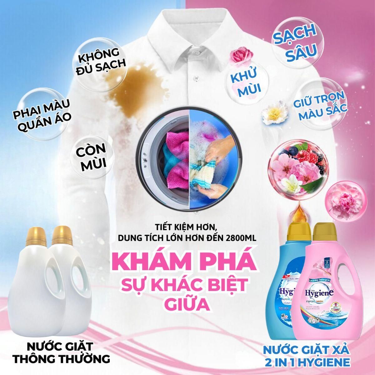 Nước Giặt Hương Nước Hoa Hygiene 2800ml Lưu Hương Lâu 3