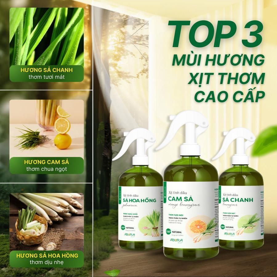 Bình Xịt Đuổi Muỗi, Gián, Kiến, Ruồi - Xịt Tinh Dầu Thơm Khử Mùi Sả Chanh ABURA 500ml 6
