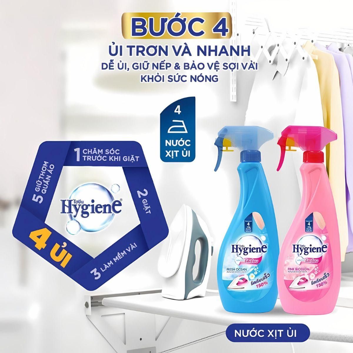 Xịt Thơm Quần Áo Hygiene - Chai Nước Sịt Thơm Vải Ủi Đồ Lưu Hương Lâu Thái Lan 550ml 7