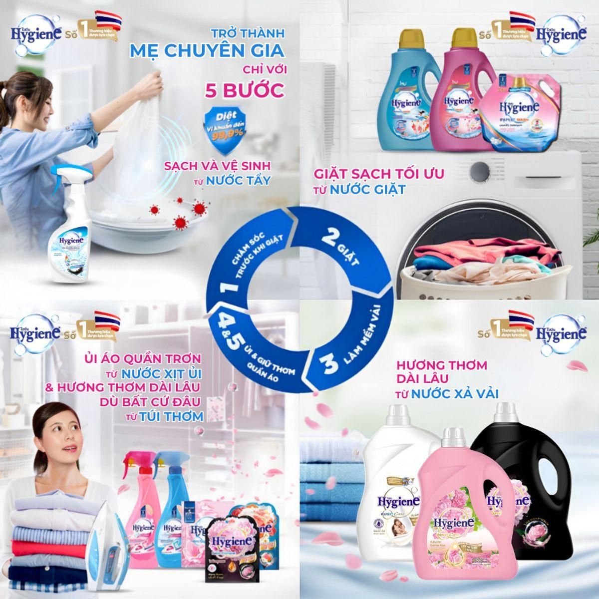 Xịt Thơm Quần Áo Hygiene - Chai Nước Sịt Thơm Vải Ủi Đồ Lưu Hương Lâu Thái Lan 550ml 8