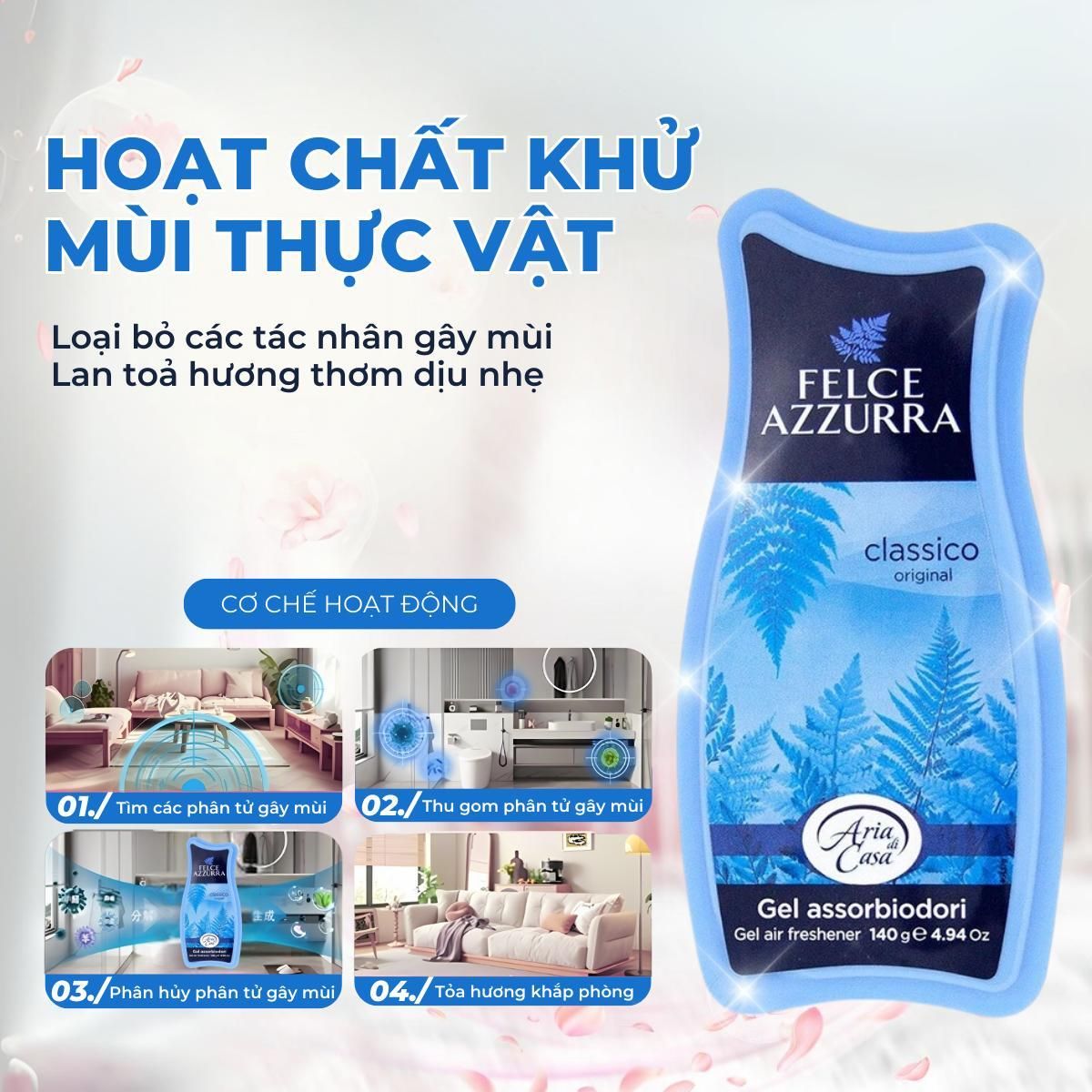 Sáp Thơm Phòng Khử Mùi Felce Azzurra Hương Tự Nhiên Cho Ô Tô Nhà Vệ Sinh Phòng Ngủ Tủ Quần Áo 140gr 4