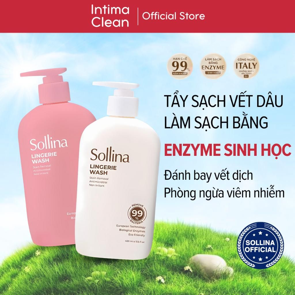 Combo 2 Chai Nước Giặt Sollina Hương Nước Hoa - Chai 0.5kg Làm Sạch Quần Lót