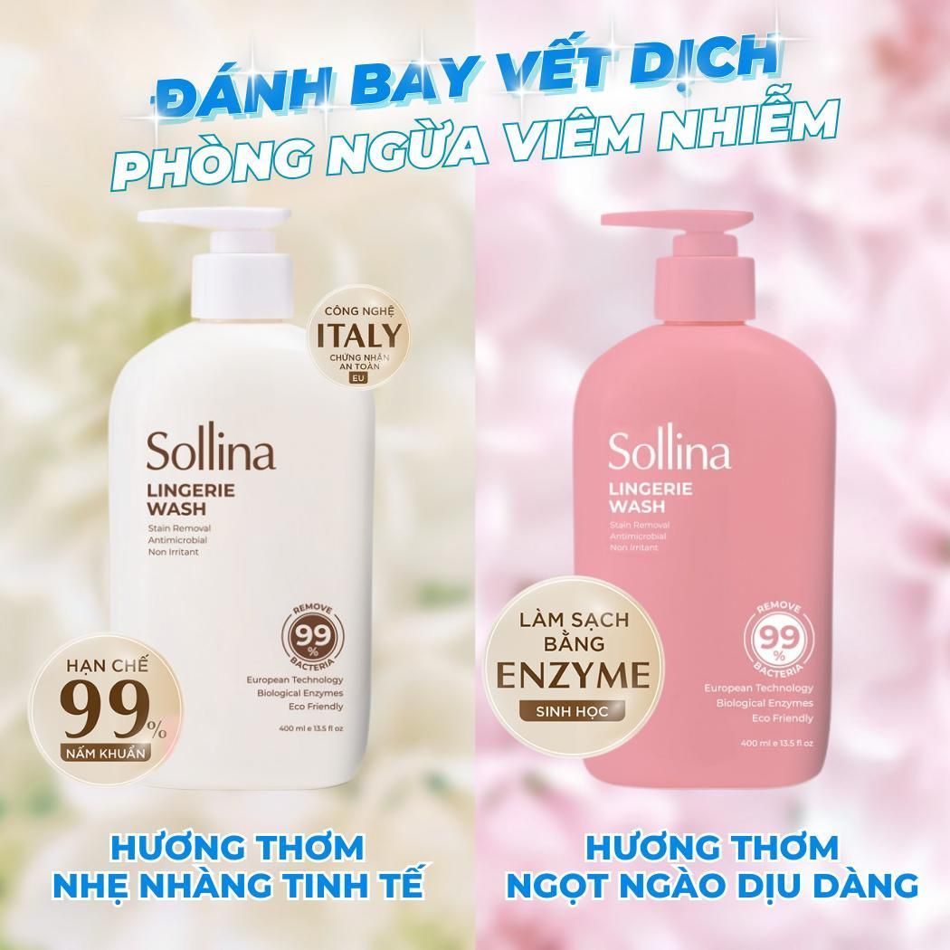 Combo 2 Chai Nước Giặt Sollina Hương Nước Hoa - Chai 0.5kg Làm Sạch Quần Lót 2