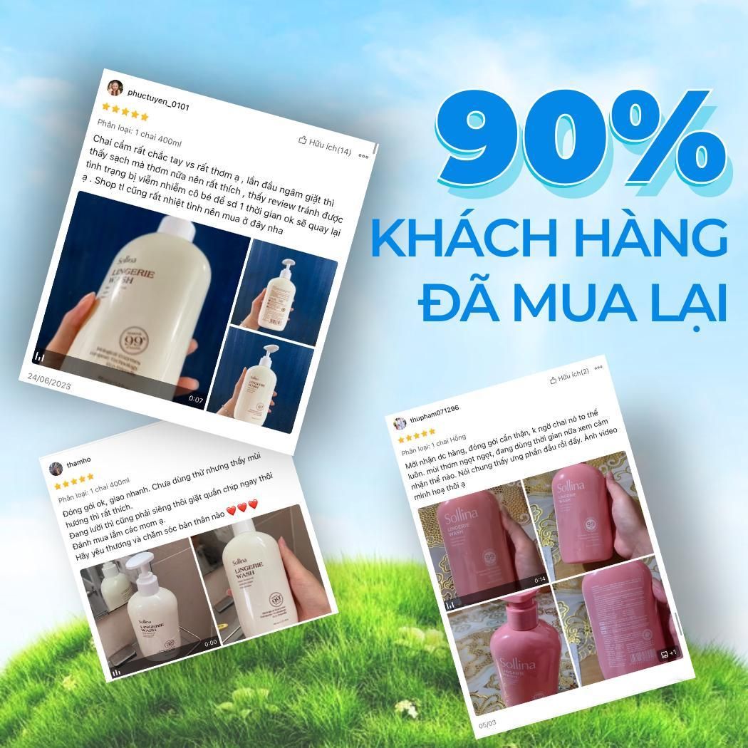 Combo 2 Chai Nước Giặt Sollina Hương Nước Hoa - Chai 0.5kg Làm Sạch Quần Lót 5