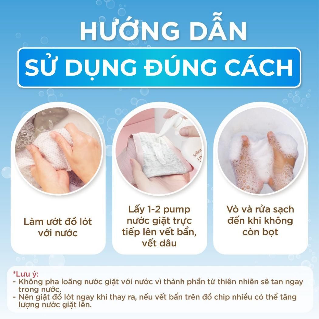 Combo 2 Chai Nước Giặt Sollina Hương Nước Hoa - Chai 0.5kg Làm Sạch Quần Lót 6