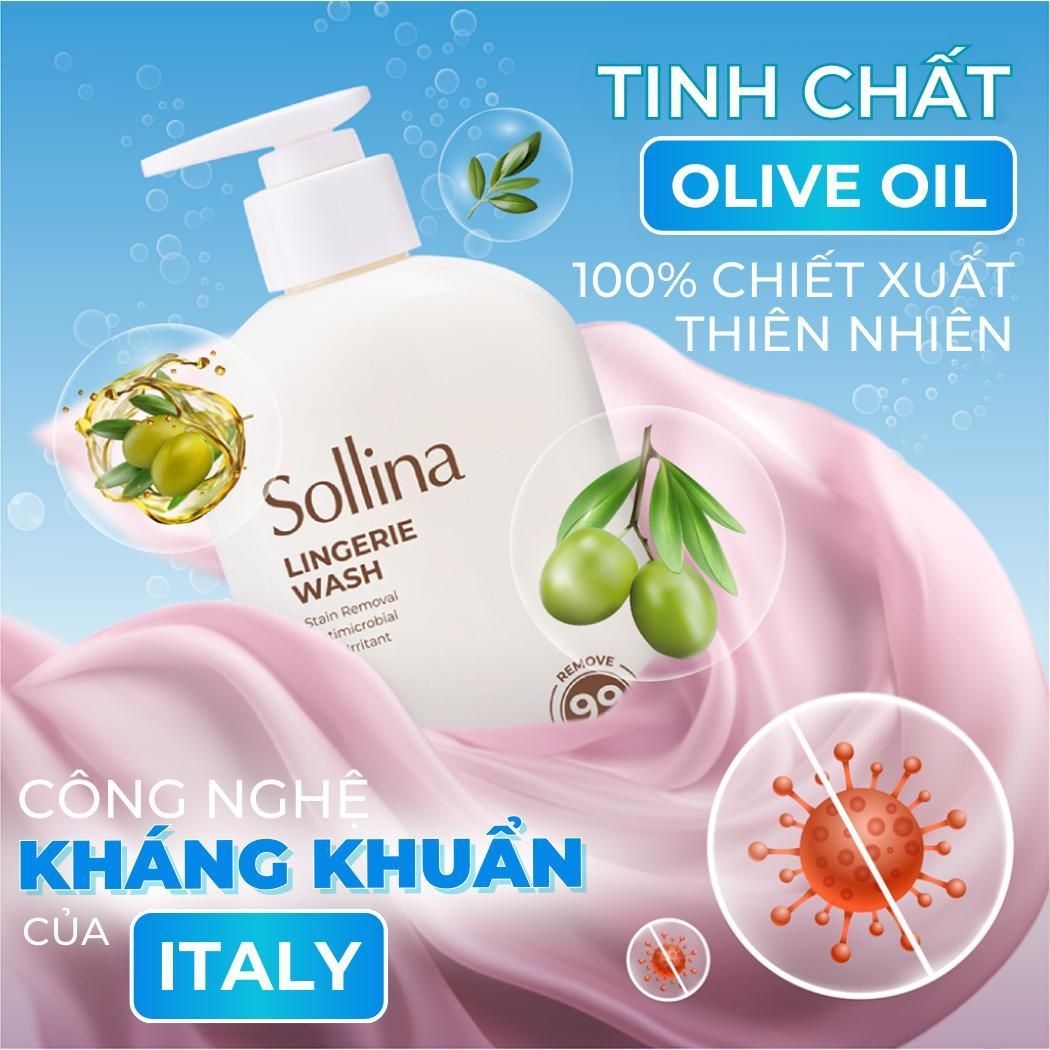 Combo 2 Chai Nước Giặt Sollina Hương Nước Hoa - Chai 0.5kg Làm Sạch Quần Lót 9