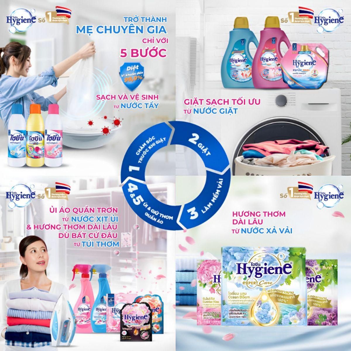 Tẩy Mốc Quần Áo Hygiene - Thuốc Tẩy Trắng Quần Áo Trắng Và Màu, Nước Tẩy Thái Lan 250/500/600ml 9