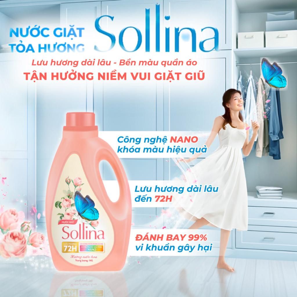 Nước Giặt Quần Áo Cao Cấp Attack Sollina - Công Nghê Khoá Màu Nano Hương Nước Hoa 72H Thơm Lâu 1KG 2