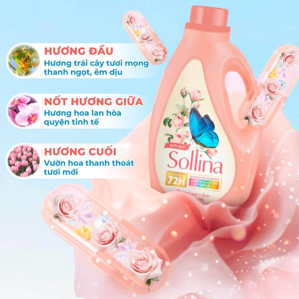 Nước Giặt Quần Áo Cao Cấp Attack Sollina - Công Nghê Khoá Màu Nano Hương Nước Hoa 72H Thơm Lâu 1KG 3