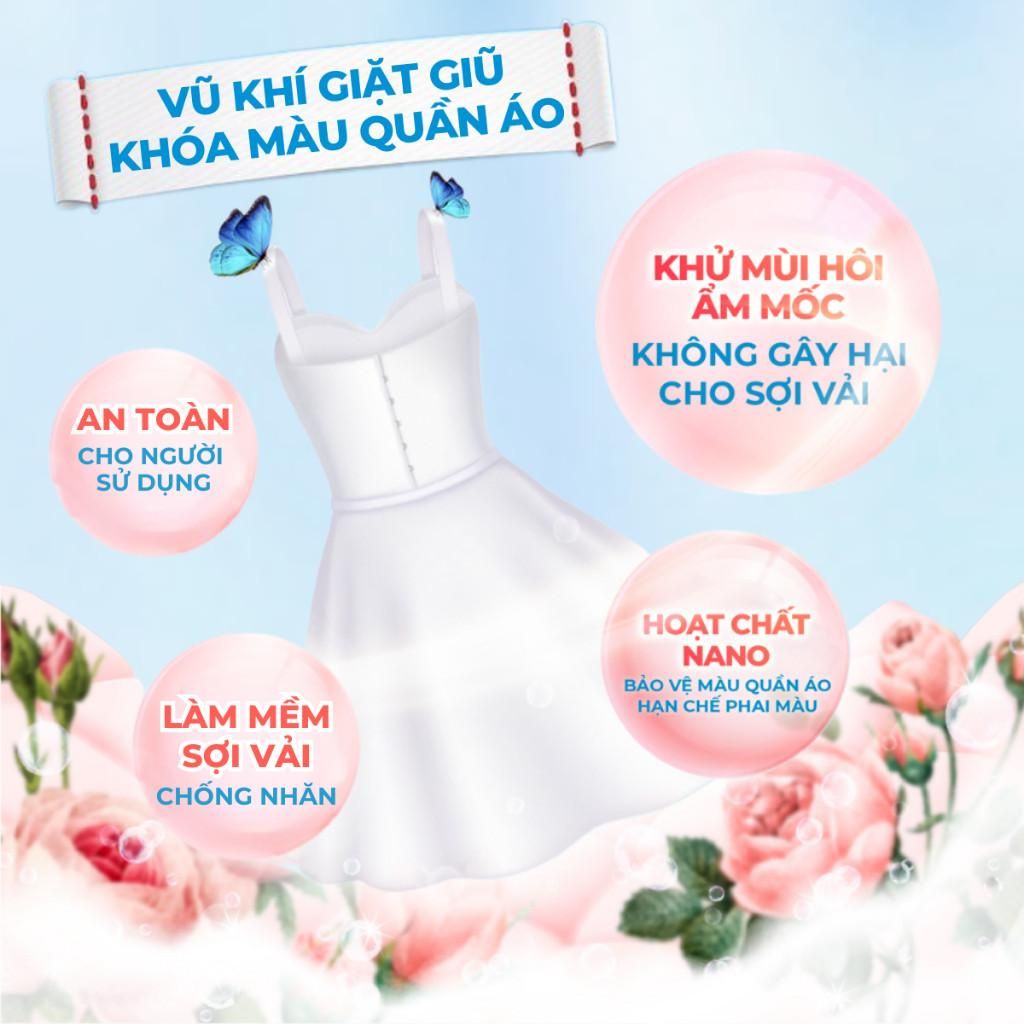 Nước Giặt Quần Áo Cao Cấp Attack Sollina - Công Nghê Khoá Màu Nano Hương Nước Hoa 72H Thơm Lâu 1KG 4