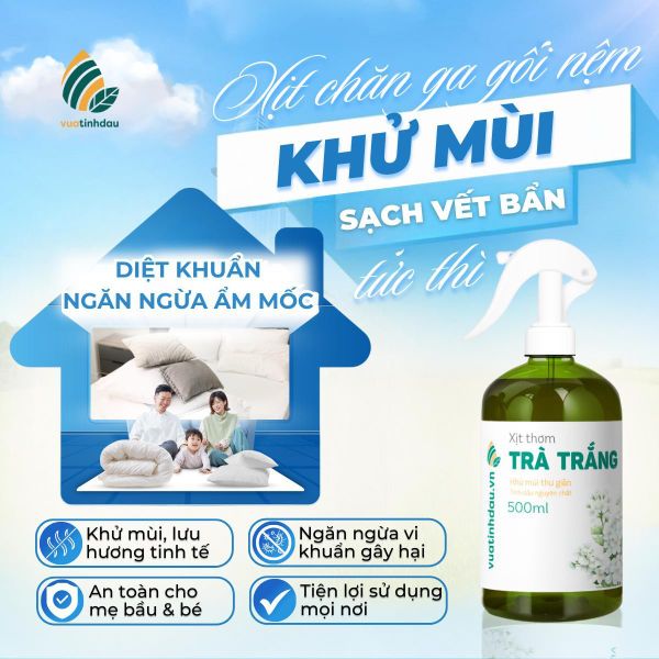 Chai Khử Mùi Khử Khuẩn Xịt Thơm Chăn Ga Gối Đệm VUATINHDAU 100ml-500ml Vệ Sinh Giặt Khô Nệm Giường