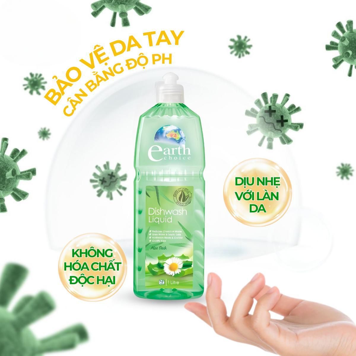 Nước Rửa Bát Sinh Học Nha Đam, Chanh 1L Earth Choice 5