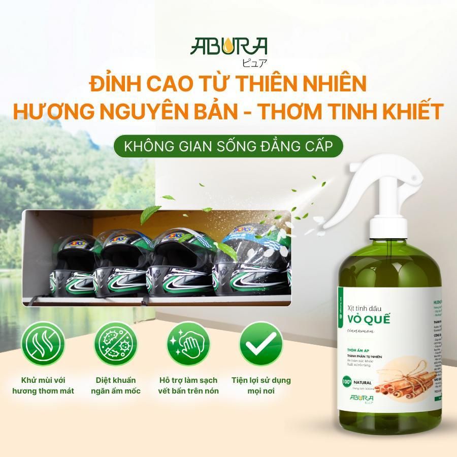 Xịt Khử Mùi Mũ Bảo Hiểm ABURA 500ml - Vệ Sinh Nón Bảo Hiểm, Khử Mùi Sau 10 Giây