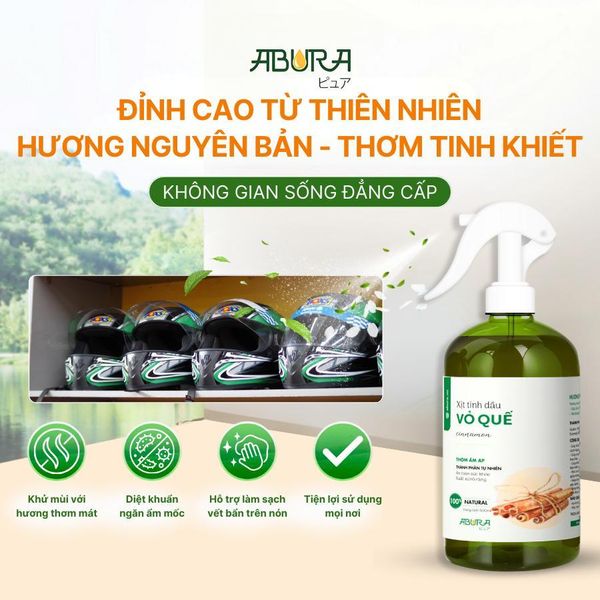 Xịt Khử Mùi Mũ Bảo Hiểm ABURA 500ml - Vệ Sinh Nón Bảo Hiểm, Khử Mùi Sau 10 Giây