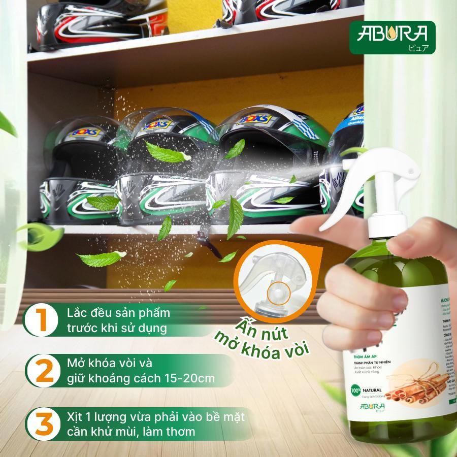 Xịt Khử Mùi Mũ Bảo Hiểm ABURA 500ml - Vệ Sinh Nón Bảo Hiểm, Khử Mùi Sau 10 Giây 5