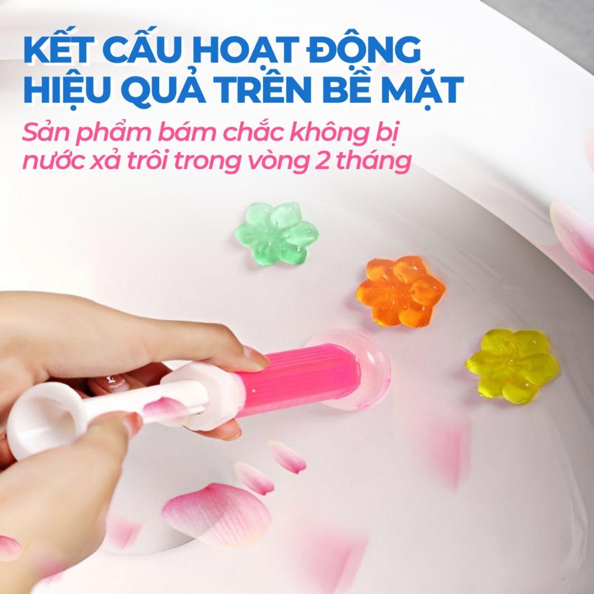 Gel Khử Mùi Bồn Cầu - Gel Thơm Làm Sạch Vệ Sinh Diệt Khuẩn Khử trùnġ Bồn Cầu Bông Hoa 75ml 4