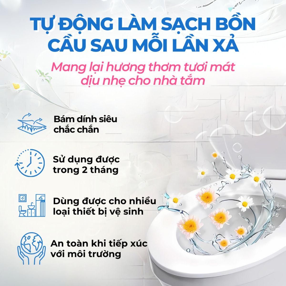 Gel Khử Mùi Bồn Cầu - Gel Thơm Làm Sạch Vệ Sinh Diệt Khuẩn Khử trùnġ Bồn Cầu Bông Hoa 75ml 5