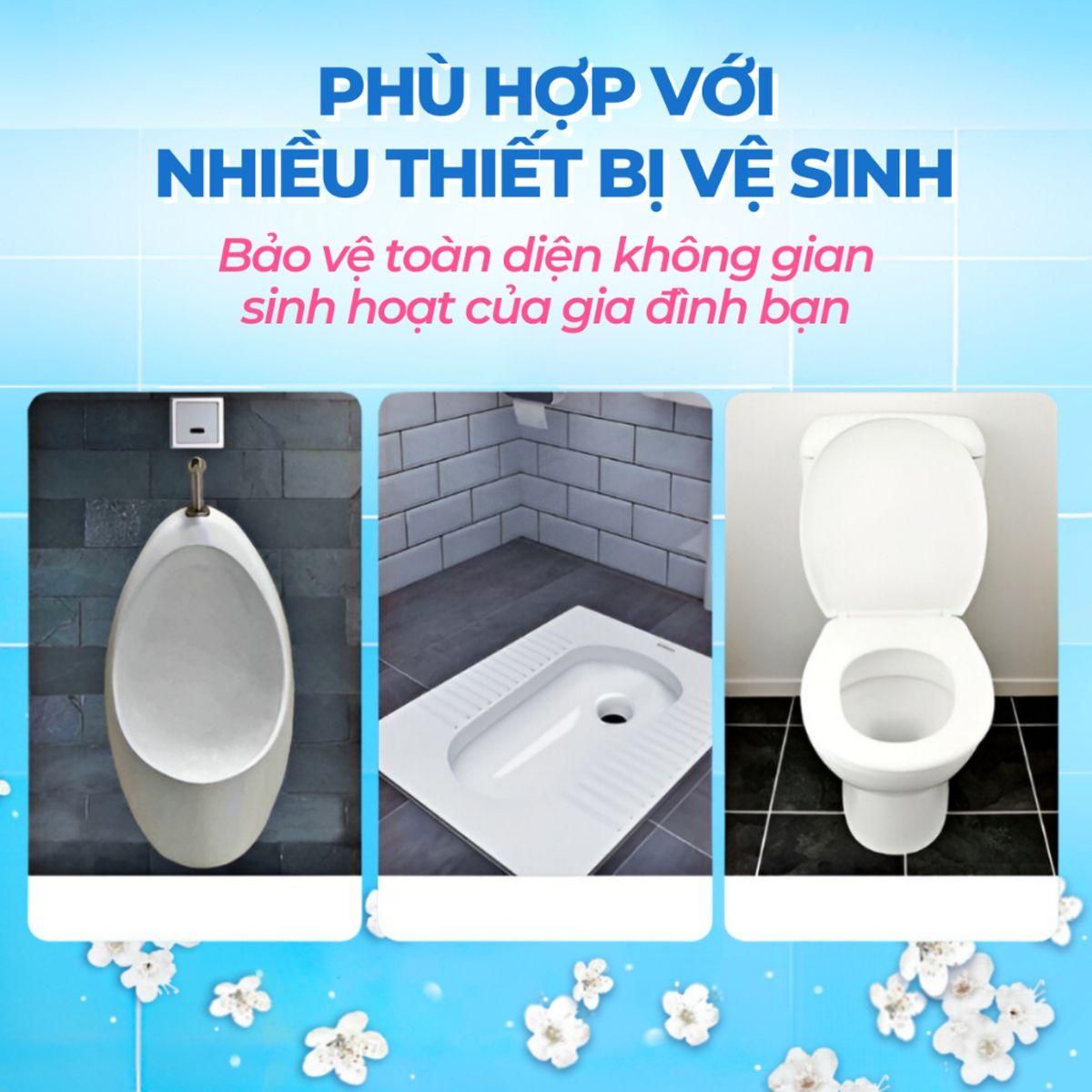 Gel Khử Mùi Bồn Cầu - Gel Thơm Làm Sạch Vệ Sinh Diệt Khuẩn Khử trùnġ Bồn Cầu Bông Hoa 75ml 7