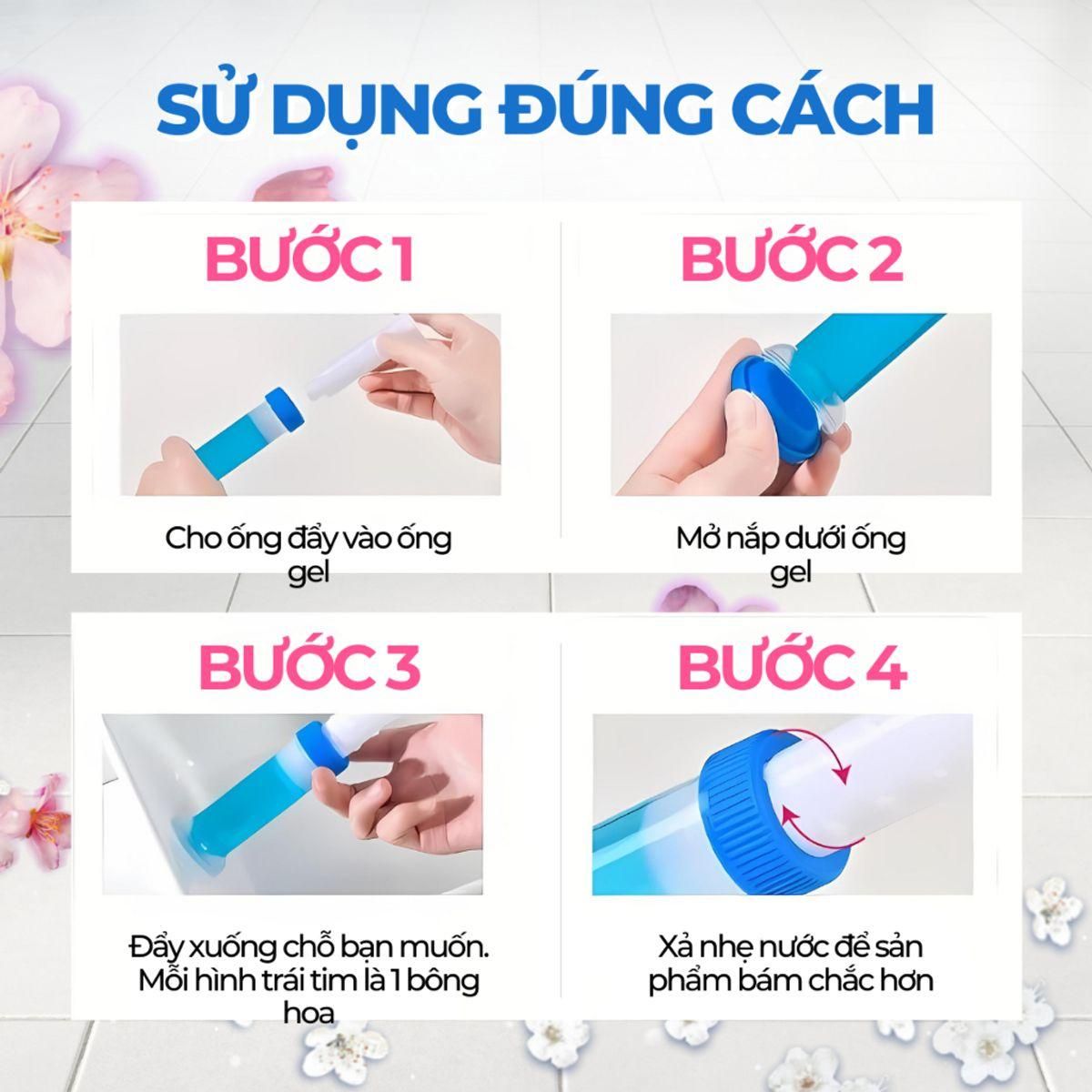 Gel Khử Mùi Bồn Cầu - Gel Thơm Làm Sạch Vệ Sinh Diệt Khuẩn Khử trùnġ Bồn Cầu Bông Hoa 75ml 8