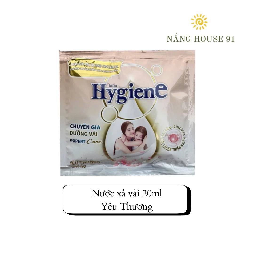 Nước Xả Hygiene Thái Lan Giặt Xả Vải, Quần Áo Siêu Đậm Đặc Mềm Vải chính hãnġ Dây 12 Gói 20ml/Gói 5