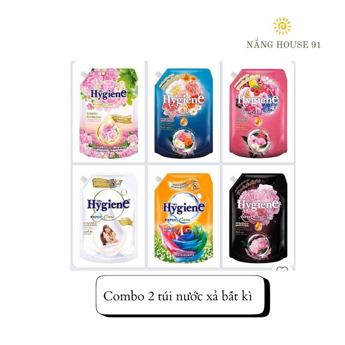 (Combo 2 túi ) Nước xả vải Hygiene đậm đặc túi 1100-1300 ml/túi Nhiều màu khác nhau giúp làm thơm và mềm quần áo