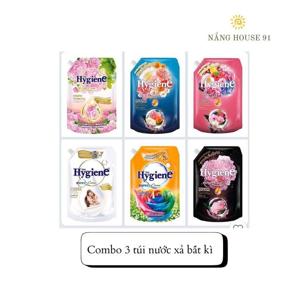 (Combo 3 túi ) Nước xả vải Hygiene đậm đặc túi 1100-1300 ml/túi Nhiều màu khác nhau giúp làm thơm và mềm quần áo