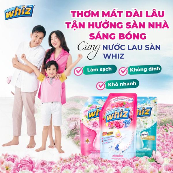 Nước Lau Sàn Nhà Whiz Sạch Nhanh Đậm Đặc 600ml/650ml