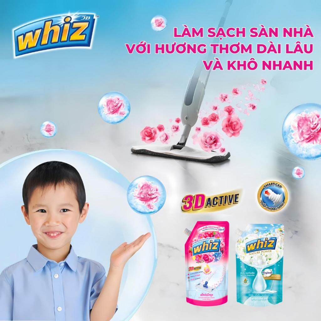 Nước Lau Sàn Nhà Whiz Sạch Nhanh Đậm Đặc 600ml/650ml 5