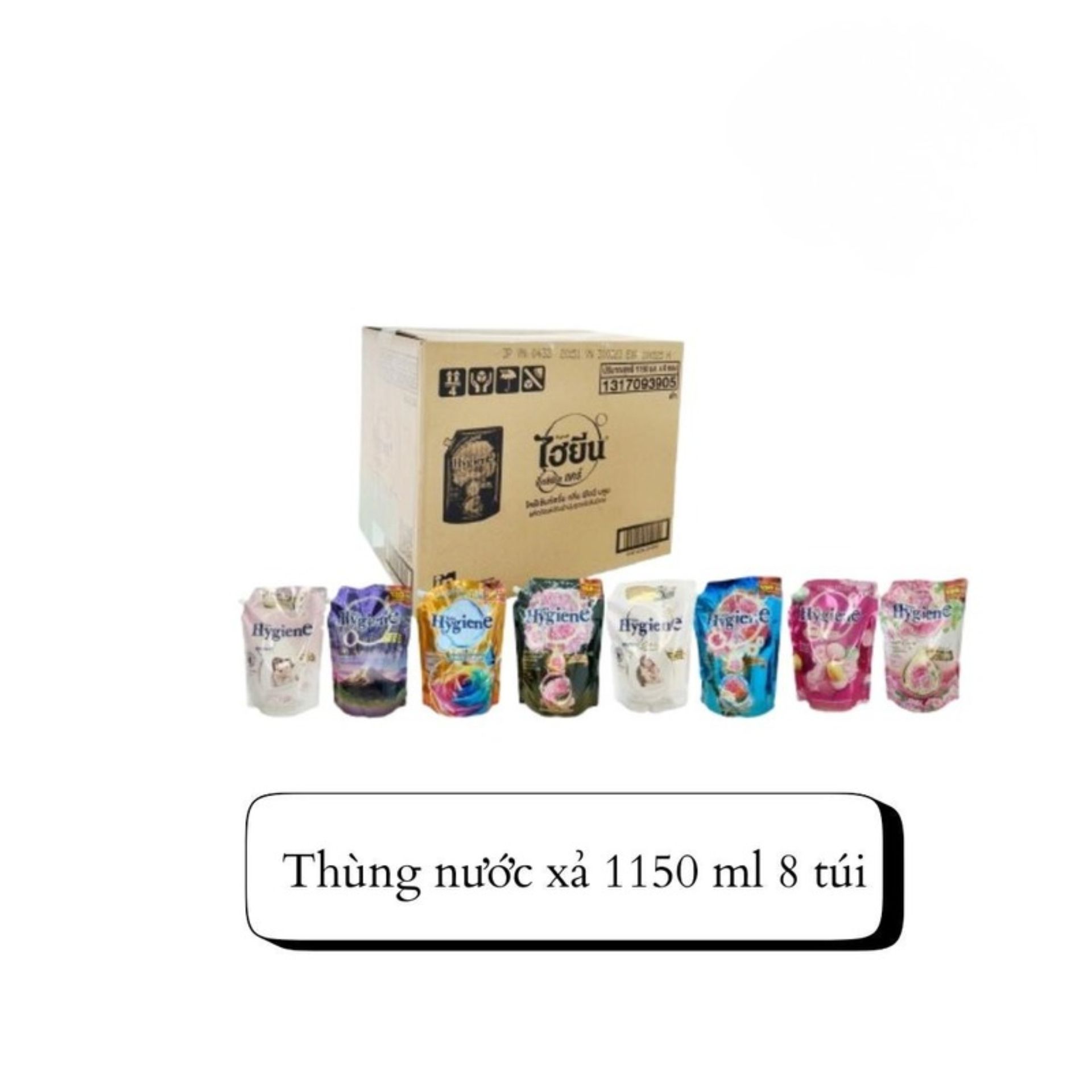 1 thùng Nước xả vải Hygiene Thái Lan đậm đặc túi dung tích  1100 - 1300 ml lưu hương lâu 7