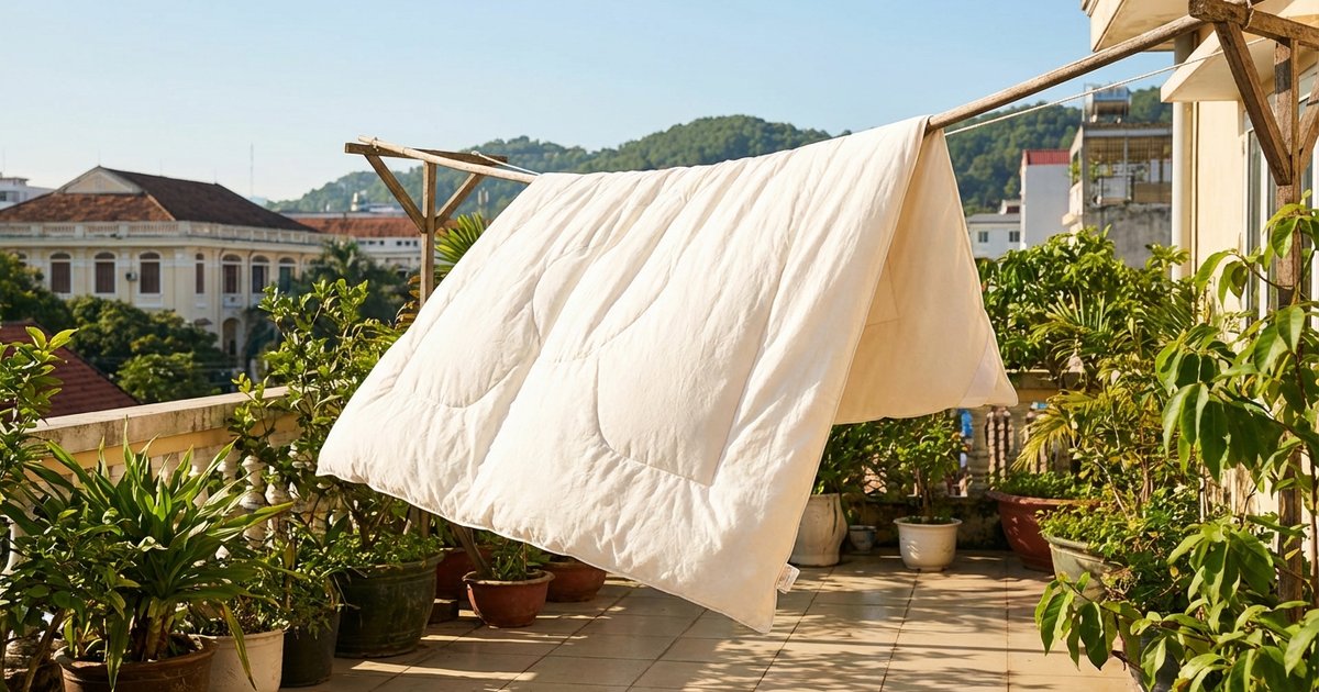 Cách giặt chăn bông tại nhà bằng máy giặt: sạch thơm, không vón cục