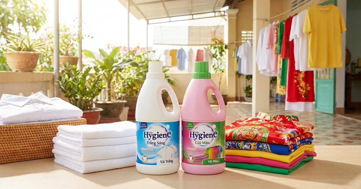 Review nước tẩy quần áo Hygiene: trắng vs màu - dùng loại nào?