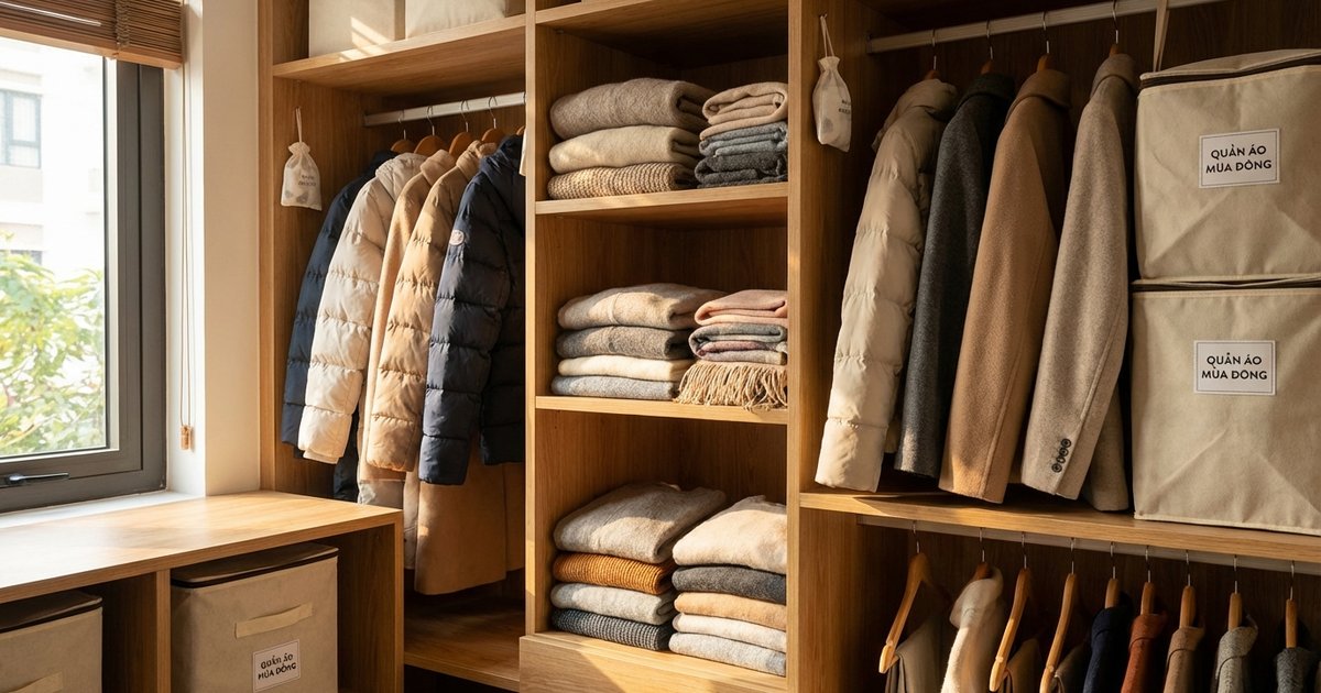 Cách bảo quản quần áo mùa đông cất tủ: không ẩm mốc, không mùi